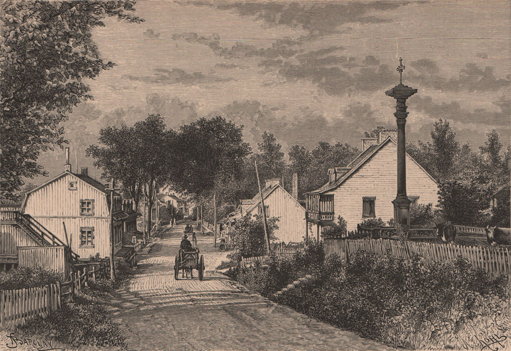 A Canadian village - Beaufort, near Quebec. Canada 1885 old antique print